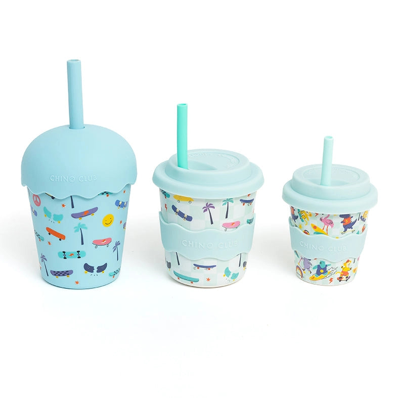 CHINO CLUB- Kids 8oz Reusable Cup- Blue Skate