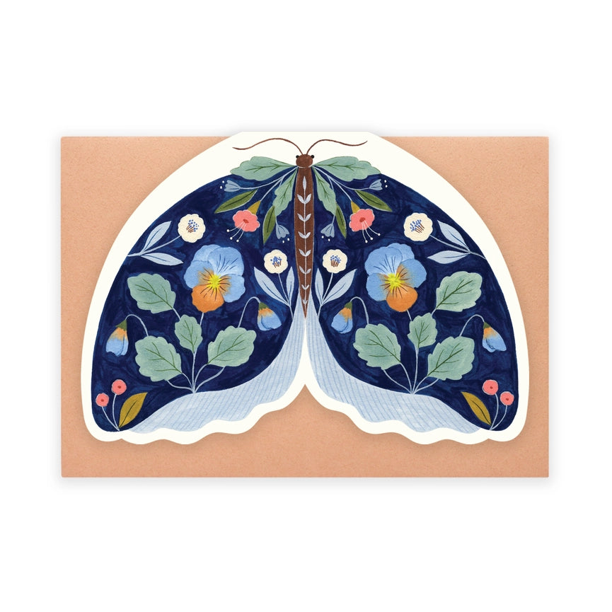 FLORA WAYCOTT - "Blue Moth" Shaped Greeting Card