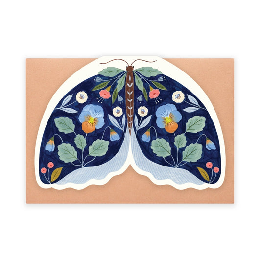 FLORA WAYCOTT - "Blue Moth" Shaped Greeting Card
