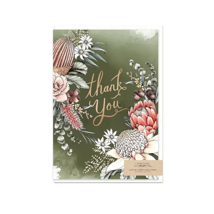 TYPOFLORA - "Natives Thankyou" GREETING CARD