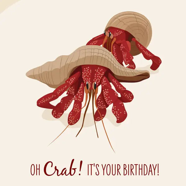 SAILFISH CREATIVE- "Oh Crab!" Strawberry Hermit Crab Birthday Card