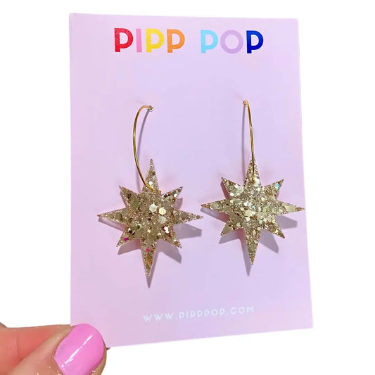 PIPP POP- Glitter Star Dangles - Gold