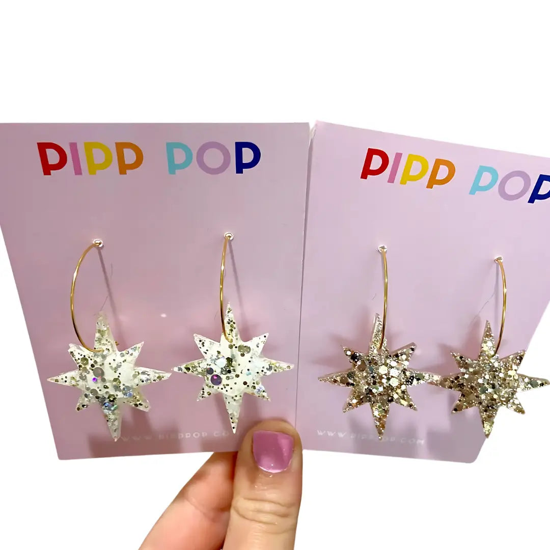 PIPP POP- Glitter Star Dangles - Gold