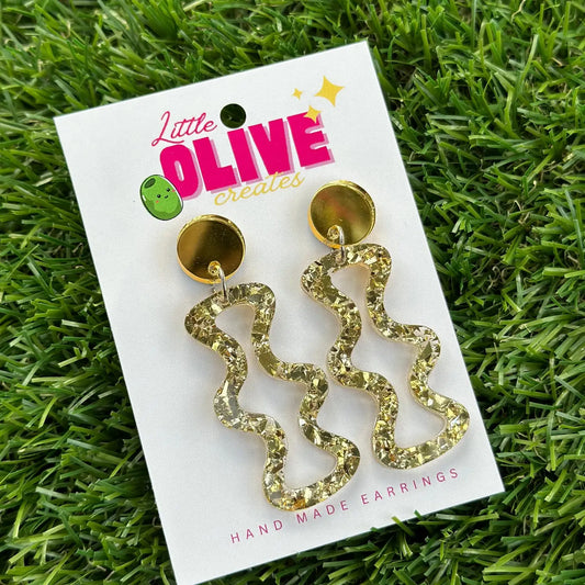 LITTLE OLIVE CREATES - Shimmering Gold Glitter Drop Dangle Earrings