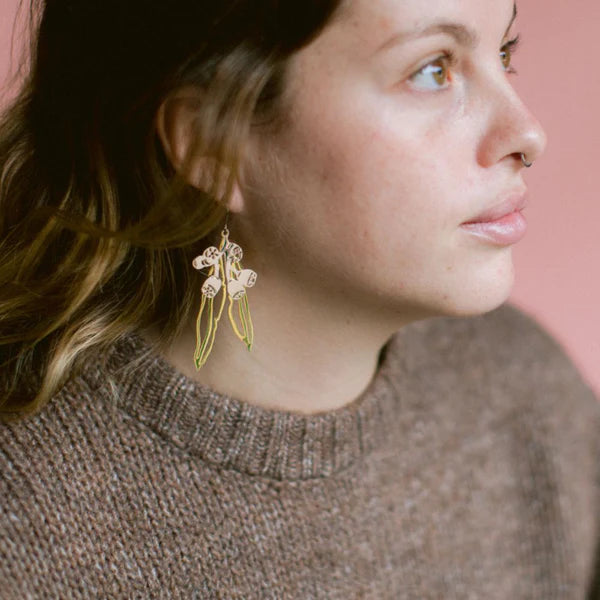 DENZ & CO- 2 Piece Gumnut & Leaf in Gold/Silver - DANGLE EARRINGS