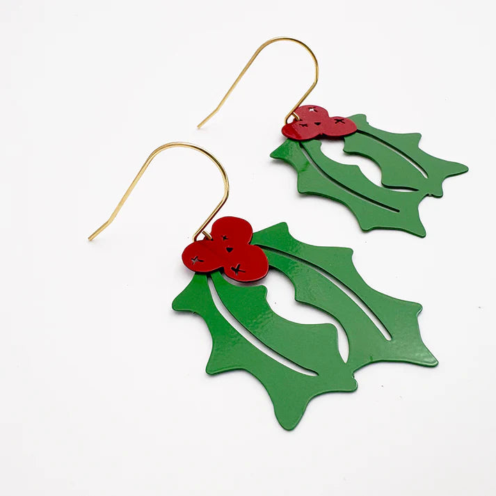 DENZ & CO- Midi Holly dangle earrings in Red/Green - DANGLE EARRINGS
