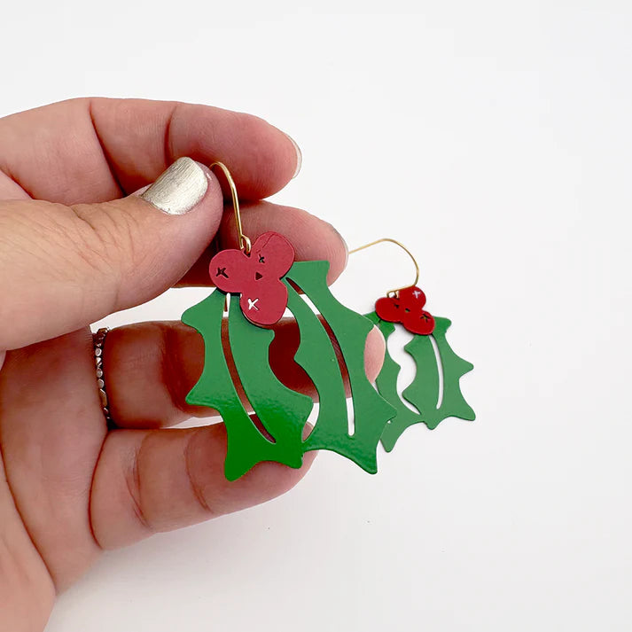 DENZ & CO- Midi Holly dangle earrings in Red/Green - DANGLE EARRINGS