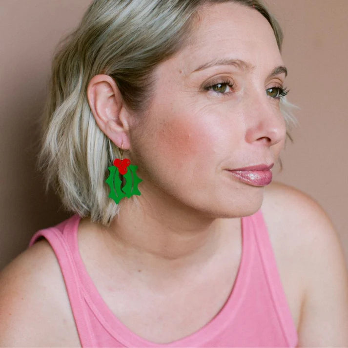 DENZ & CO- Midi Holly dangle earrings in Red/Green - DANGLE EARRINGS