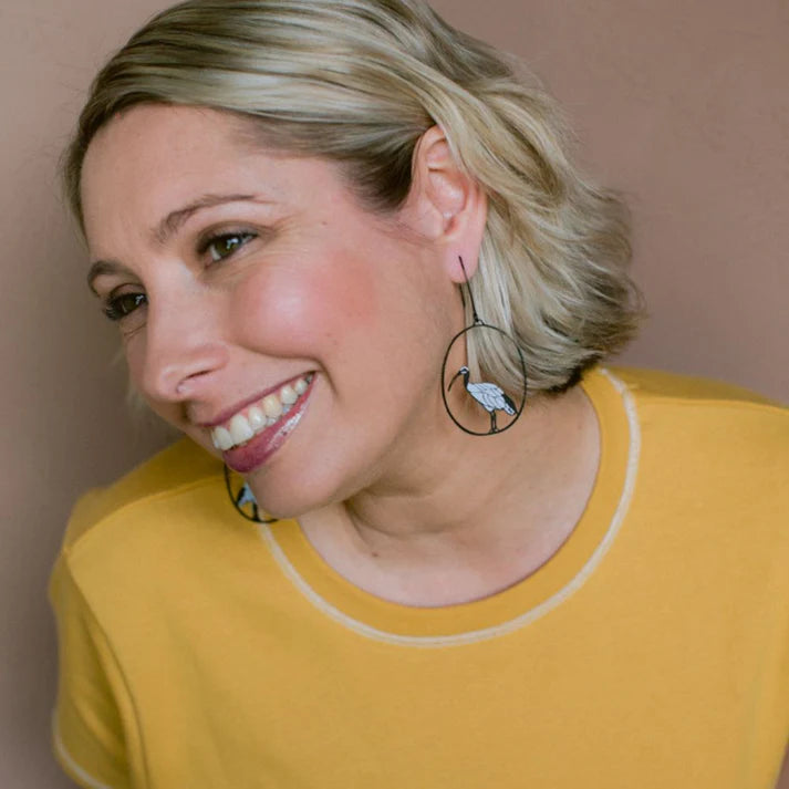 DENZ & CO- Sacred Ibis earrings in Black/White - DANGLE EARRINGS