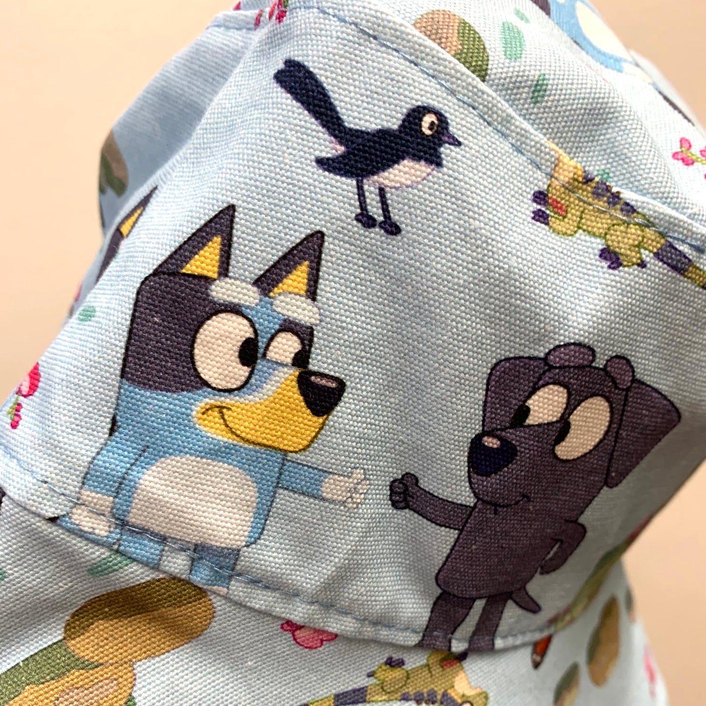 Teacups n Quilts- Outdoors Bluey & Friends Fabric Hat- Kids Size Small