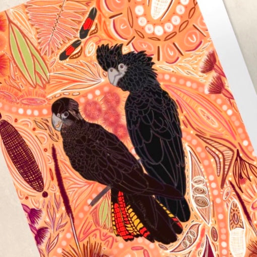 Gurrngul Art - 'Ngurraar' Black Cockatoo Greeting Card