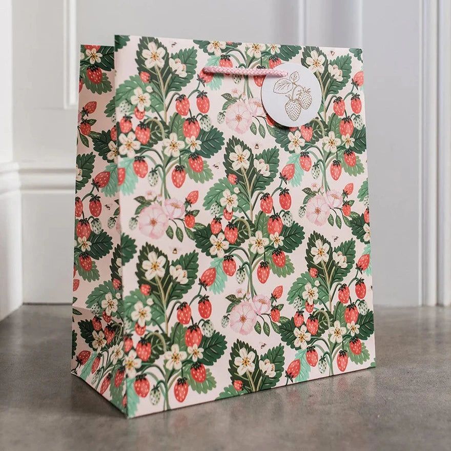 BESPOKE LETTERPRESS - "Strawberries" Large Gift Bag