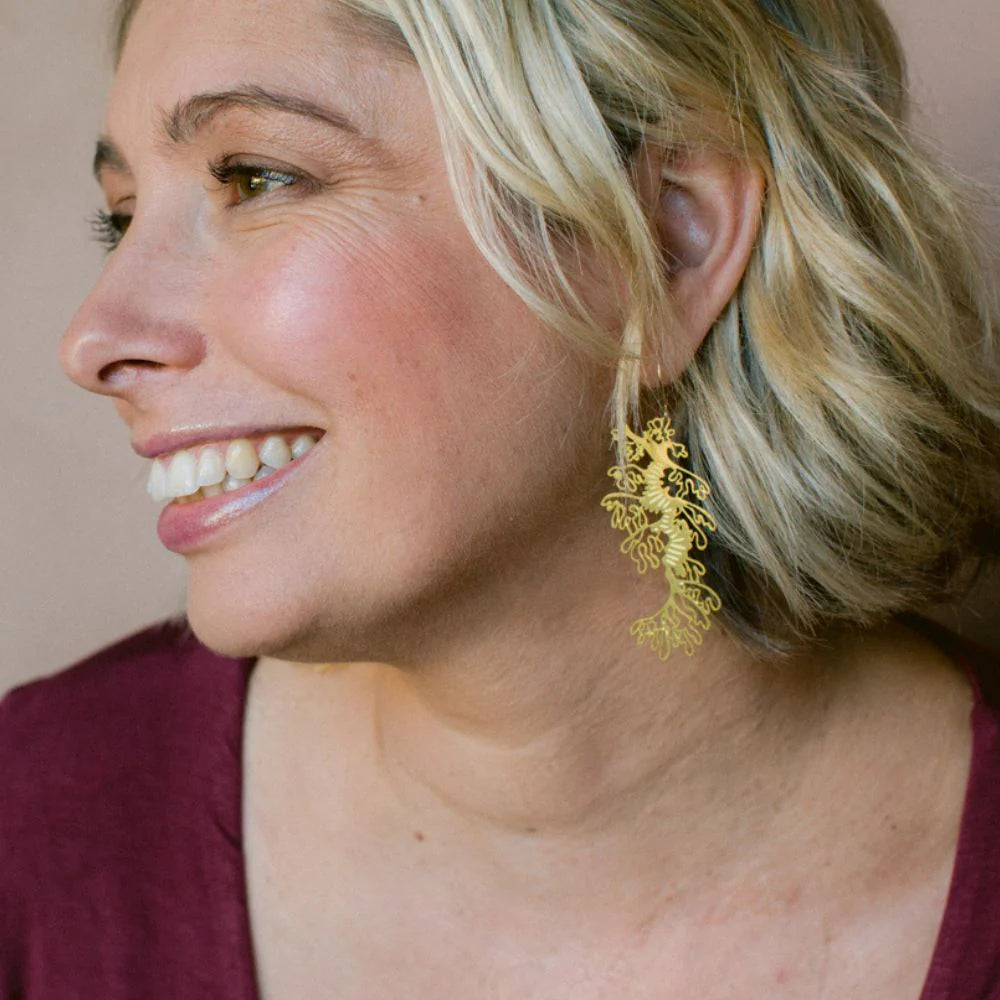 DENZ & CO - Leafy Seadragons in Gold & Butter- DANGLE EARRINGS