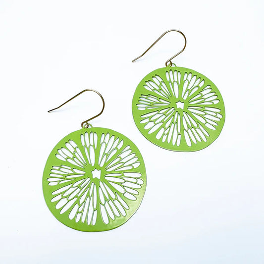 DENZ & CO- Citrus Slice in Lime- DANGLE EARRINGS