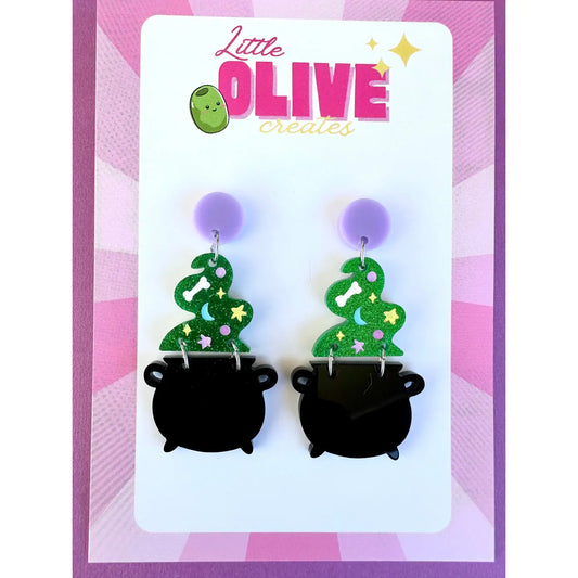LITTLE OLIVE CREATES - Mystical Witch Cauldron Dangle Earrings