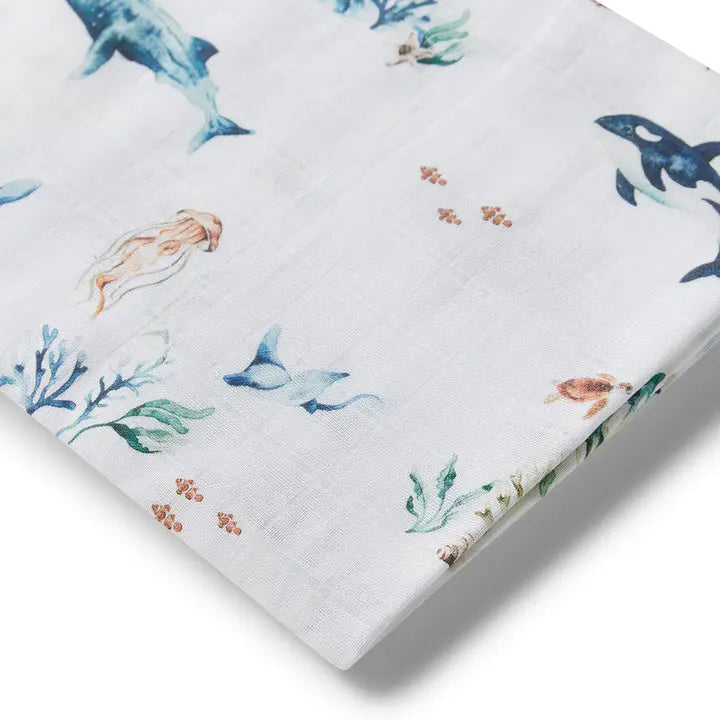 SNUGGLE HUNNY Ocean Organic Muslin Wrap