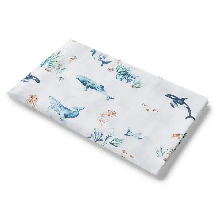 SNUGGLE HUNNY Ocean Organic Muslin Wrap