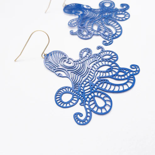 DENZ & CO - Octopus in Blue - DANGLE EARRINGS