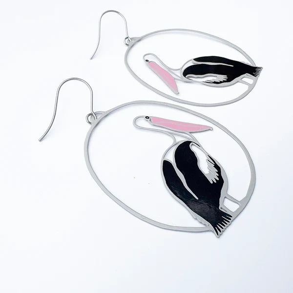 DENZ & CO- Pelican earrings in Grey/Black/Pink - DANGLE EARRINGS
