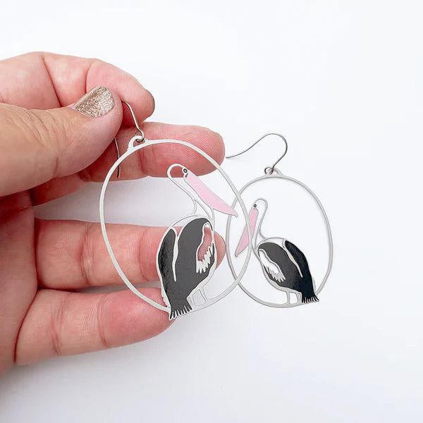 DENZ & CO- Pelican earrings in Grey/Black/Pink - DANGLE EARRINGS