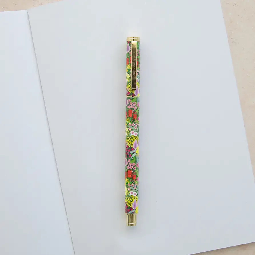 EARTH GREETINGS- Premium Refillable Metal Roller Pen - Native Gems - Claire Ishino