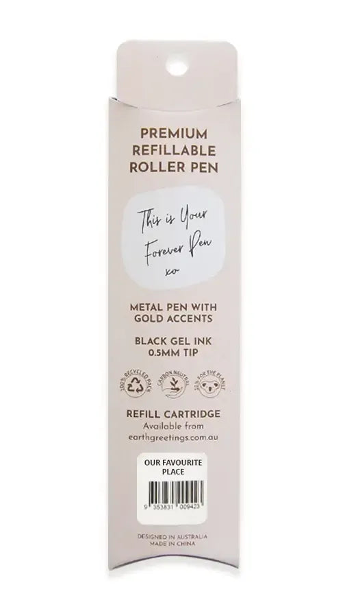 EARTH GREETINGS- Premium Refillable Metal Roller Pen - Our Favourite Place - Domica Hill