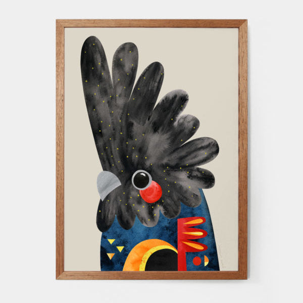 PETE CROMER - BLACK COCKATOO A4 FINE ART PRINT