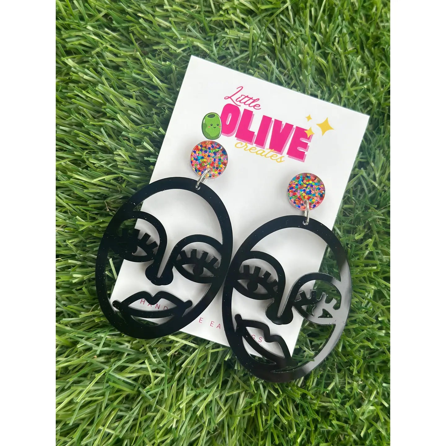 LITTLE OLIVE CREATES - Picasso Inspired Abstract Face Dangle Earrings