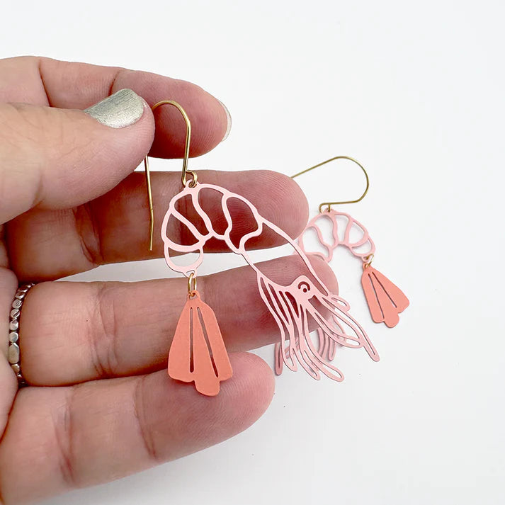 DENZ & CO- Midi Prawn dangle earrings in Coral - DANGLE EARRINGS