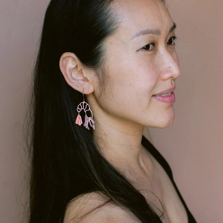 DENZ & CO- Midi Prawn dangle earrings in Coral - DANGLE EARRINGS