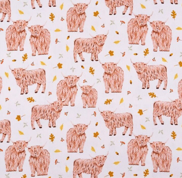 Teacups n Quilts - Highland Cows Fabric Hat- Adult Size