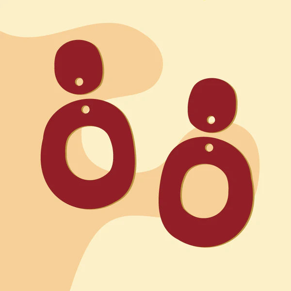 MAKIN' WHOOPEE - "Organic Ovals" - Medium Dangles - Matte Cherry Red