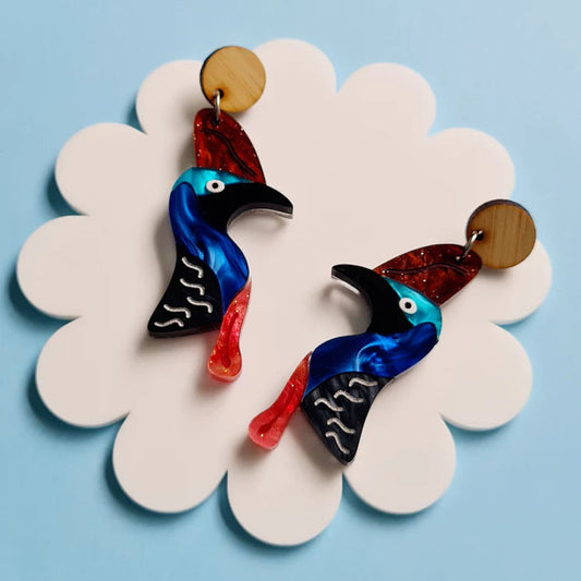 WAHBOO- Cassowary Head Dangle Earrings