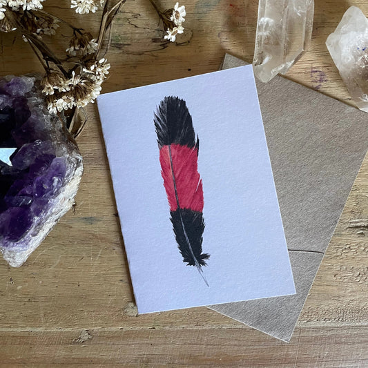 Shanna Trees Creations- Black Cockatoo Feather Mini Greeting Card