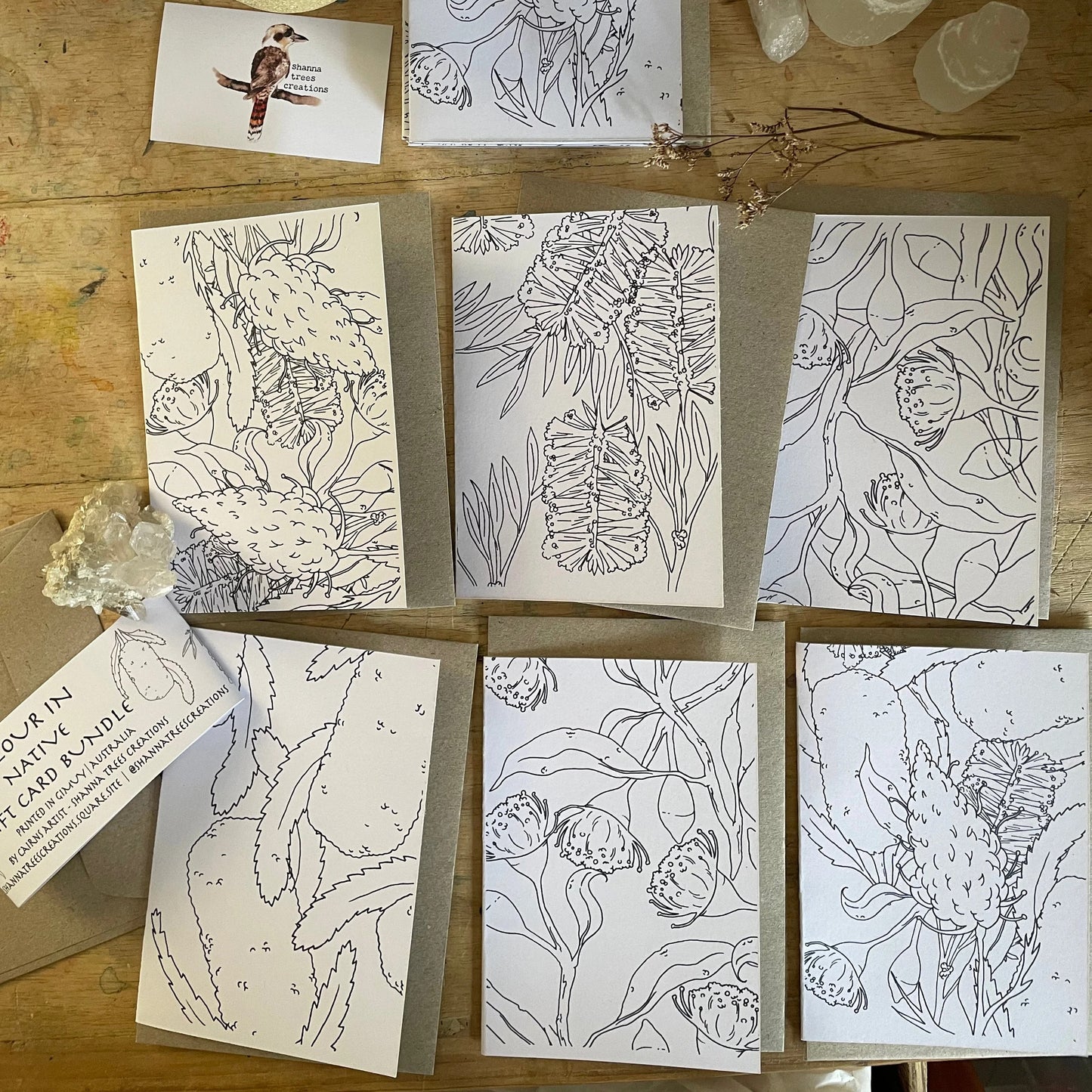 Shanna Trees Creations- "Colour Your Own" Greeting Cards- Set of 5