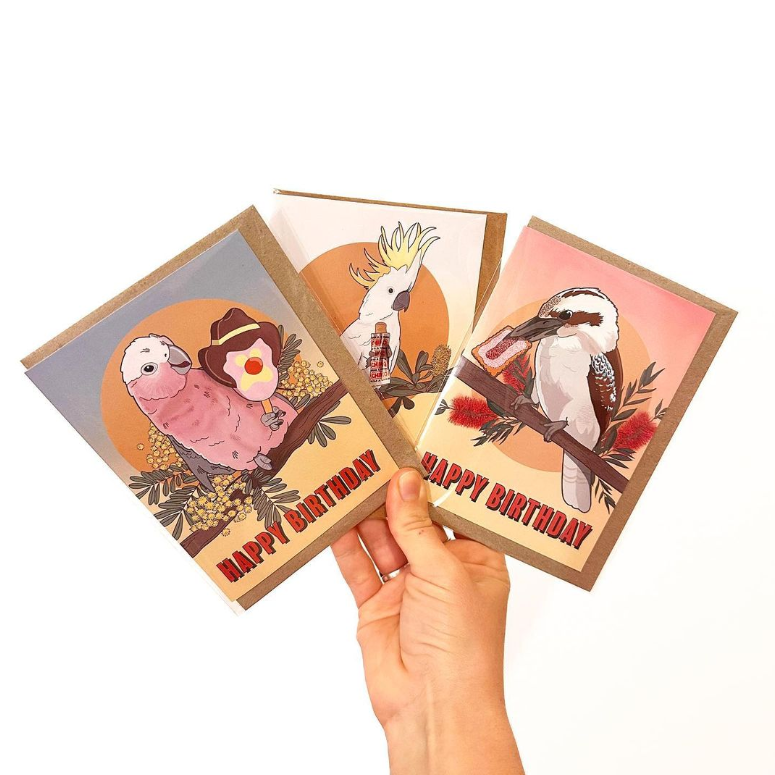 Green Mini Creative - Greeting Cards- Kookaburra & Iced Vovo Birthday Card