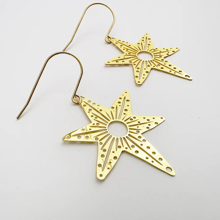 DENZ & CO- Midi Christmas Star earrings in Gold - DANGLE EARRINGS
