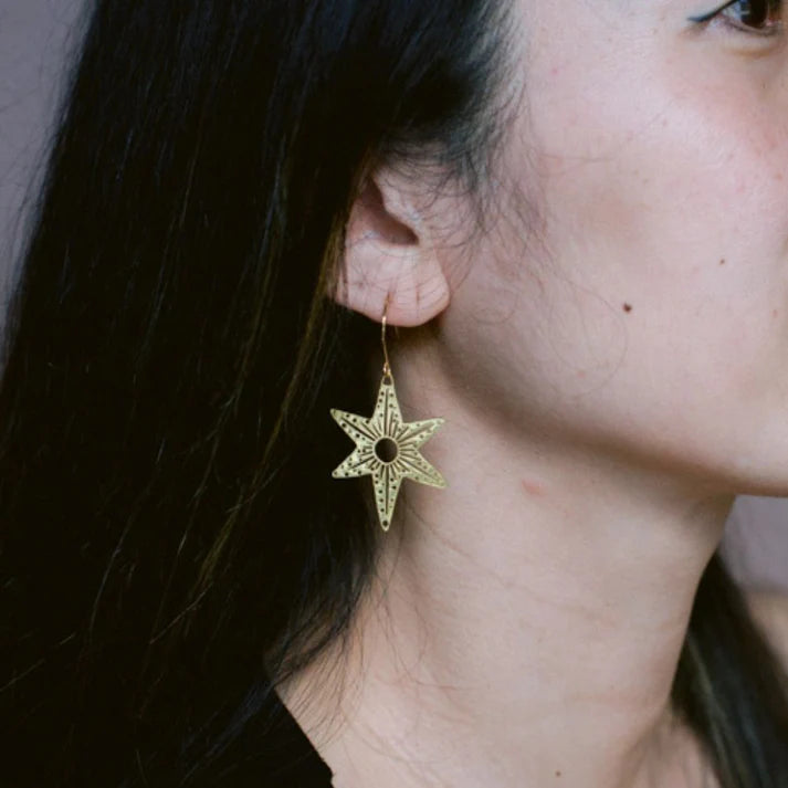 DENZ & CO- Midi Christmas Star earrings in Gold - DANGLE EARRINGS