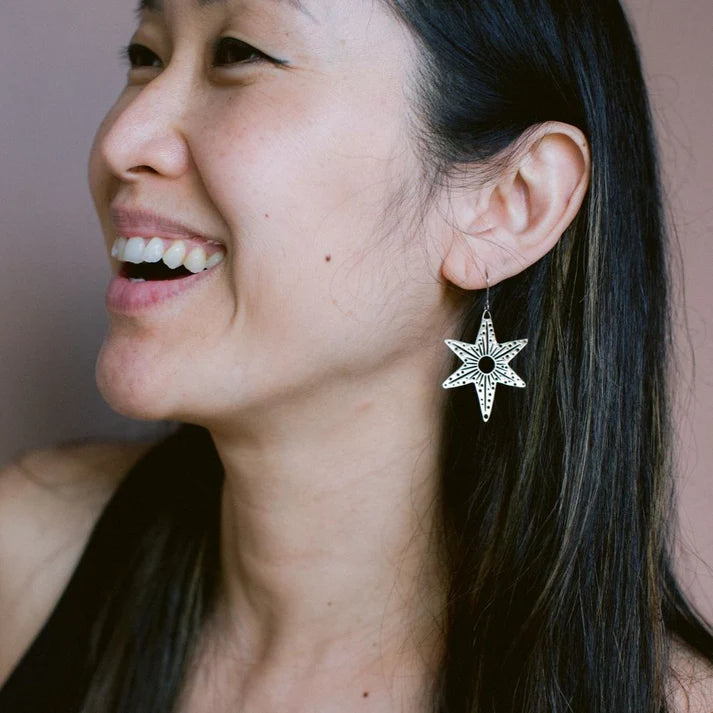 DENZ & CO- Midi Christmas Star earrings in Silver - DANGLE EARRINGS