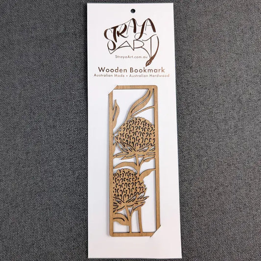 STRAYA ART- Waratah Flowers- Wooden Bookmark