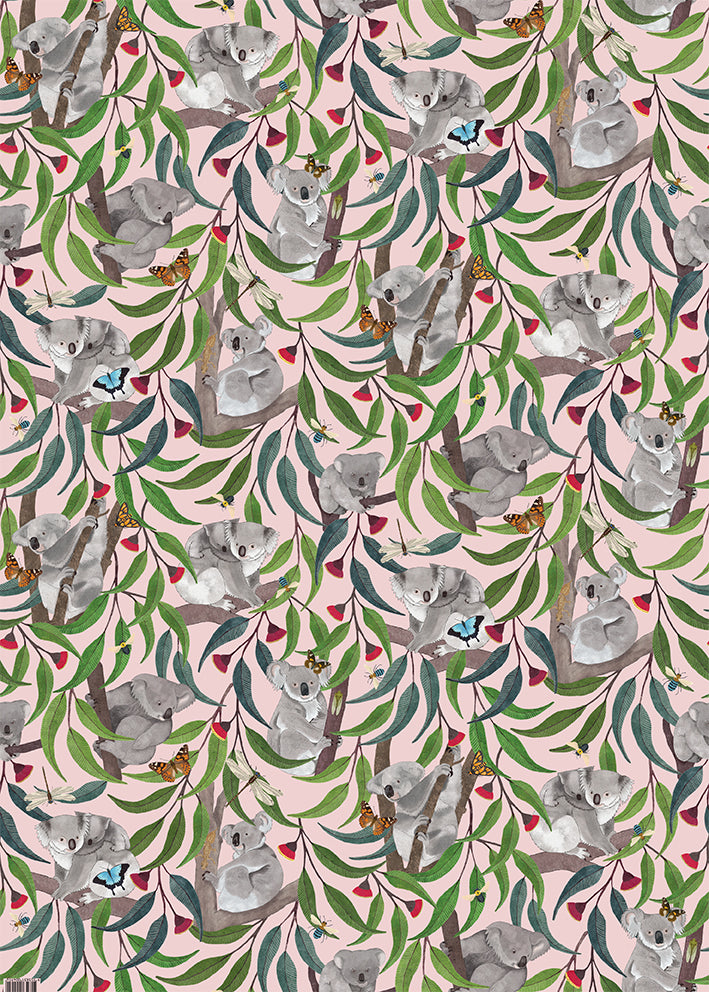 EARTH GREETINGS- Koala Playground- Folded Gift Wrap - Negin Maddock