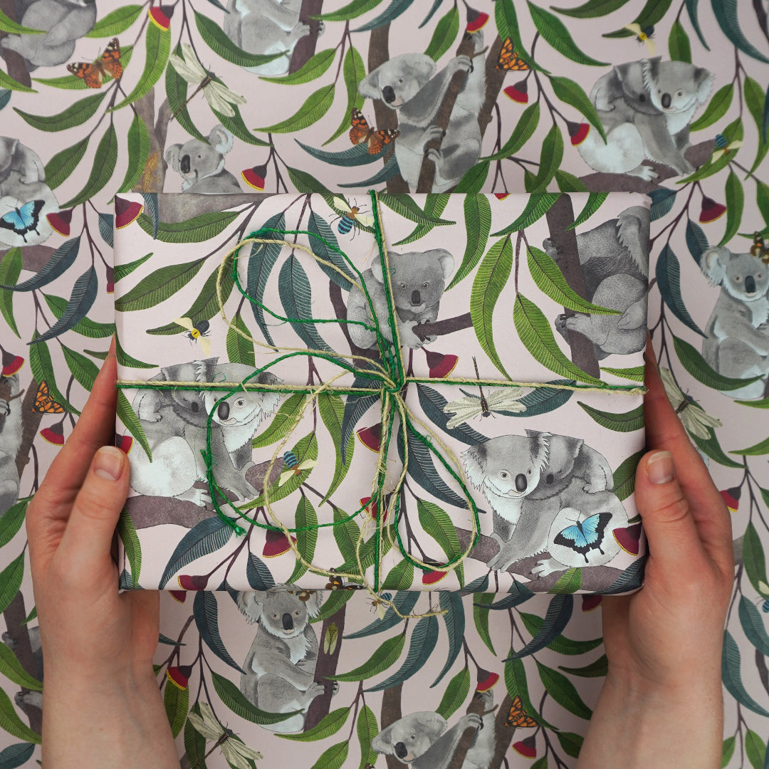 EARTH GREETINGS- Koala Playground- Folded Gift Wrap - Negin Maddock