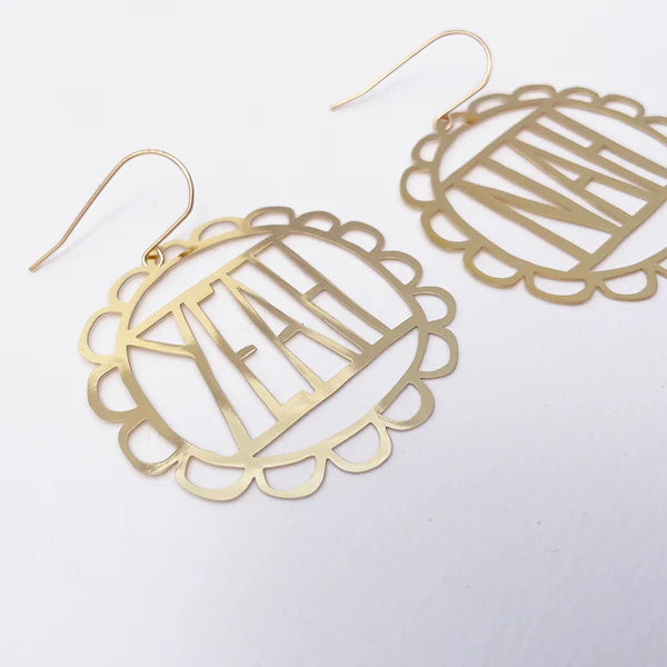 DENZ & CO- YEAH NAH in GOLD- DANGLE EARRINGS
