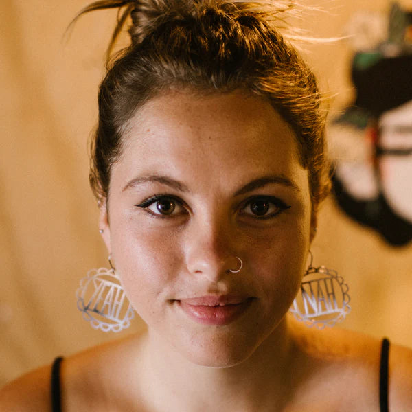 DENZ & CO- YEAH NAH in GOLD- DANGLE EARRINGS