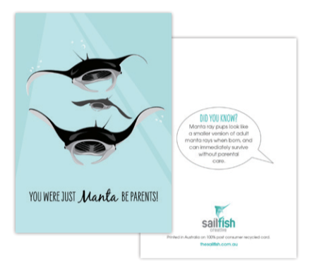 SAILFISH CREATIVE- "Manta be Parents" Manta Ray New Parents Card