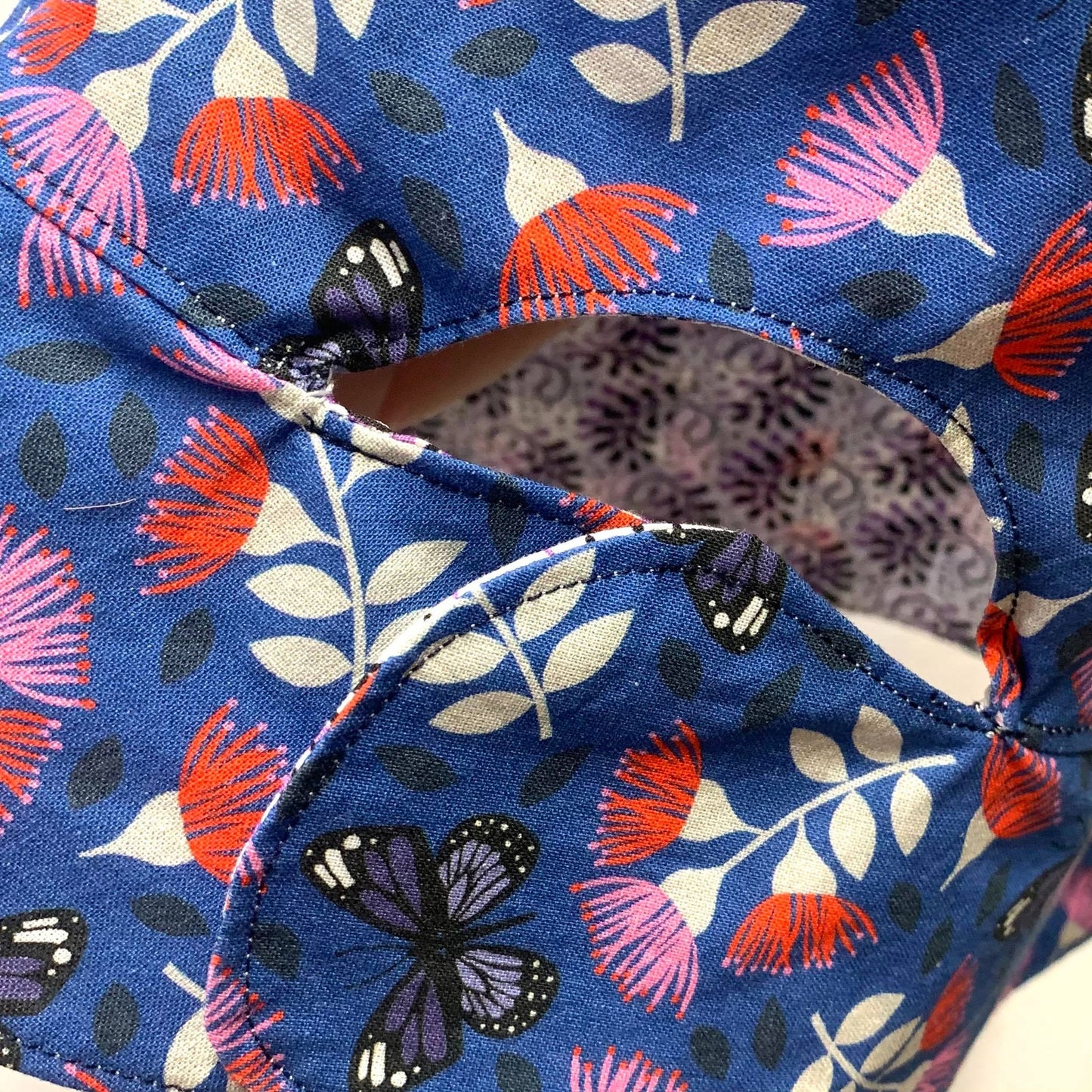 Teacups n Quilts- Butterflies & Gum Flowers print with Pony Tail Fabric Hat - Adult Size