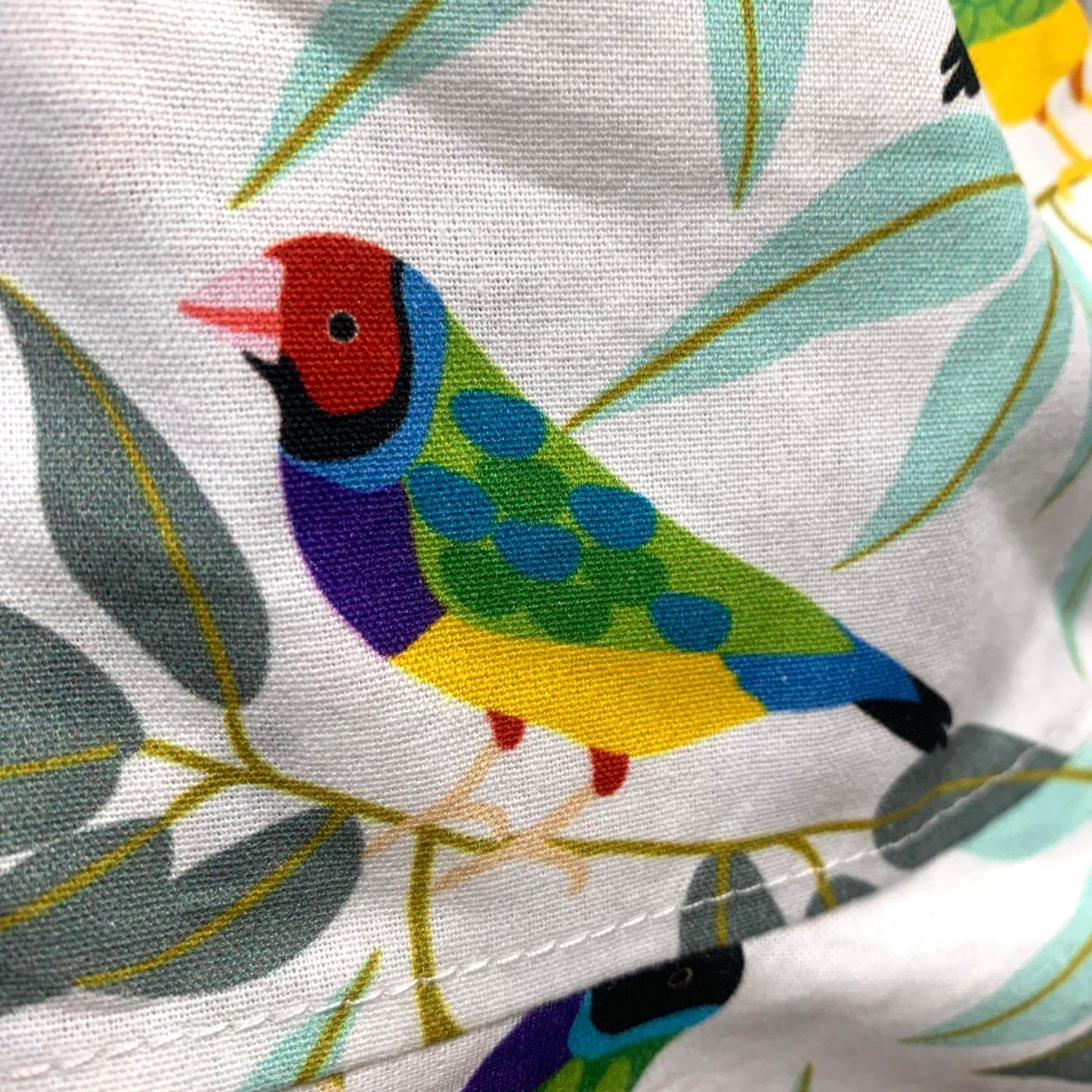 Teacups n Quilts- Gouldian Finch Fabric Hat- Adult Size