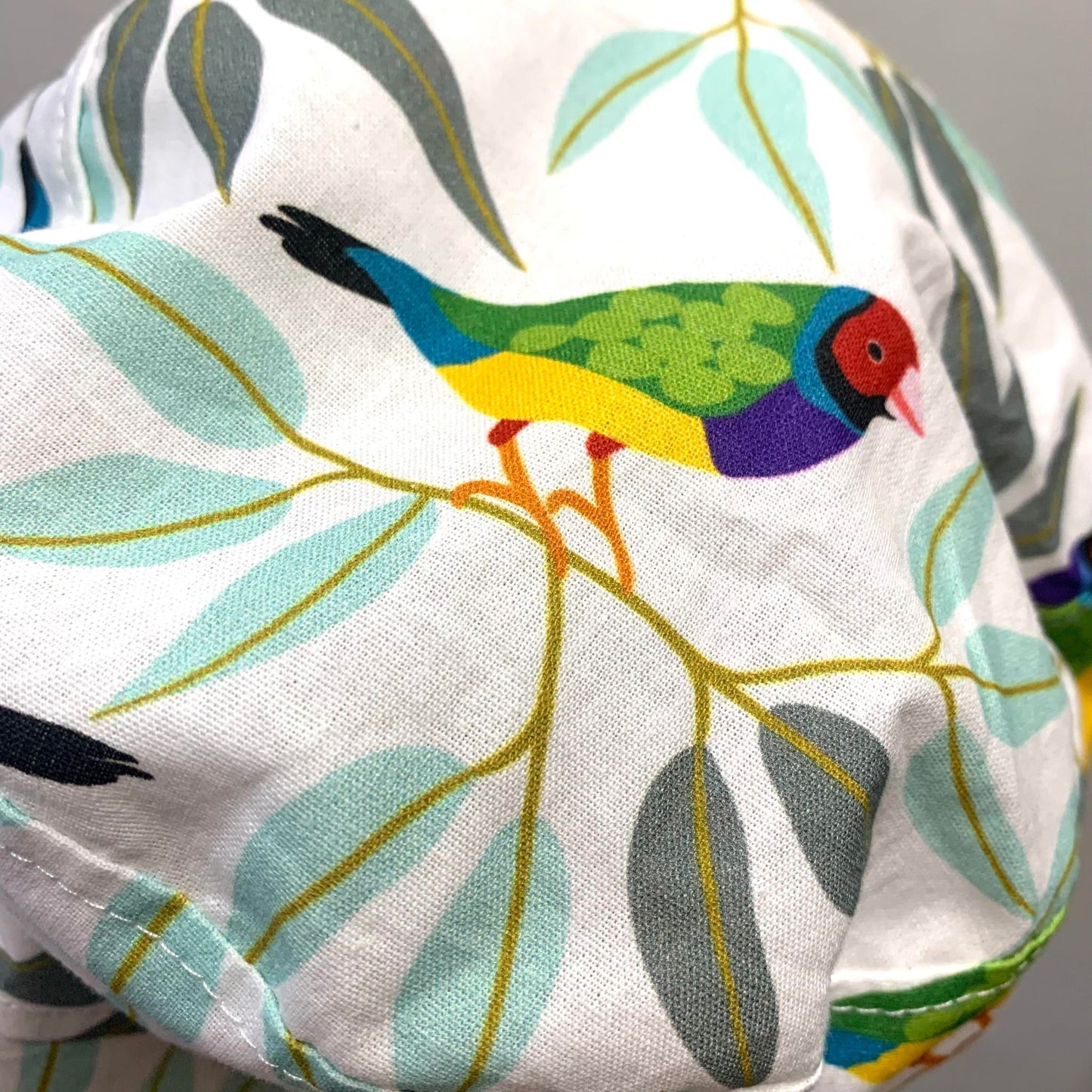 Teacups n Quilts- Gouldian Finch Fabric Hat- Adult Size