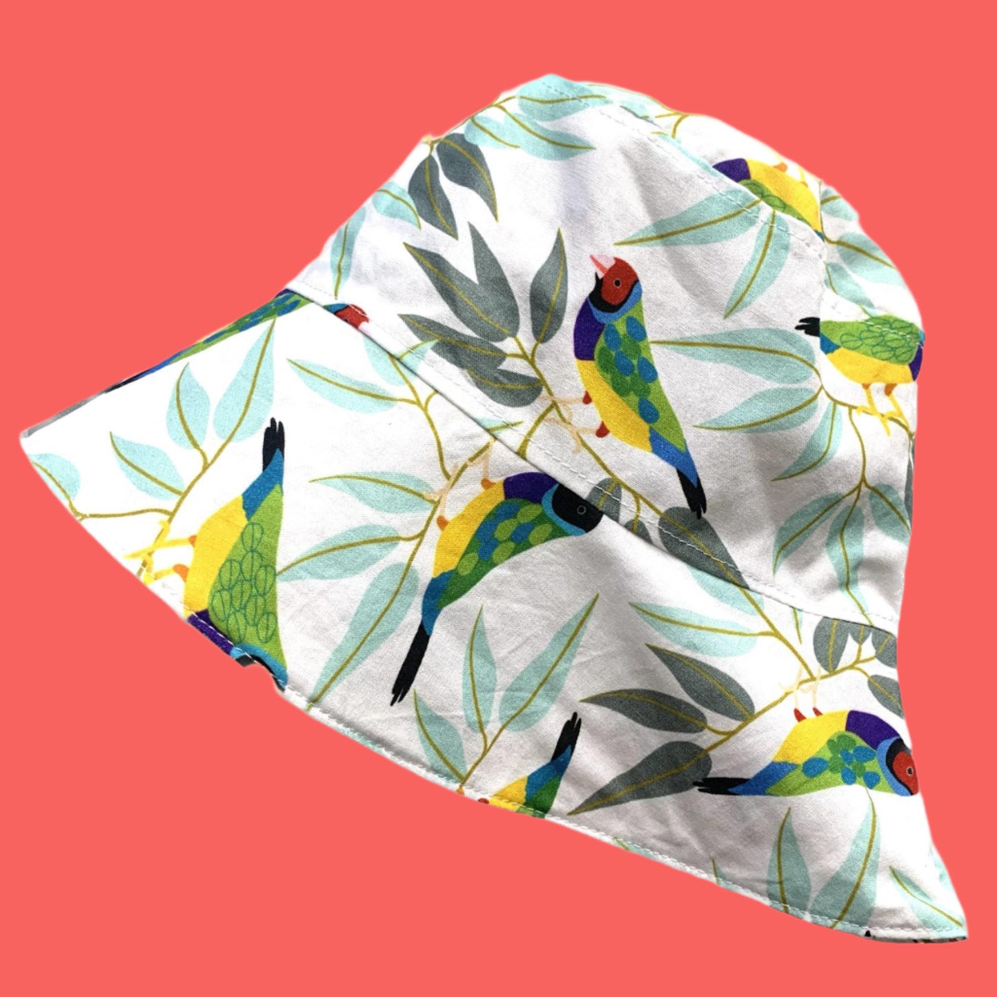 Teacups n Quilts- Gouldian Finch Fabric Hat- Adult Size