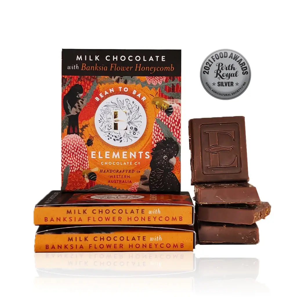 Elements Chocolate Co- Ecuadorian Milk Chocolate with Banksia Flower Honeycomb